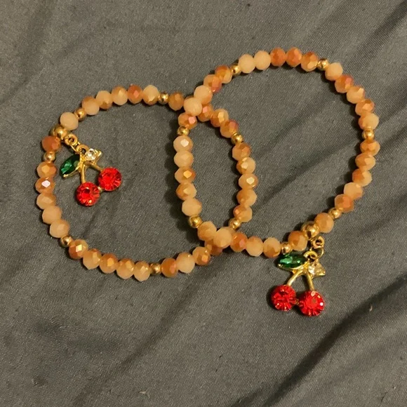 Beaded Bracelets with Cherry Charms - Picture 1 of 1